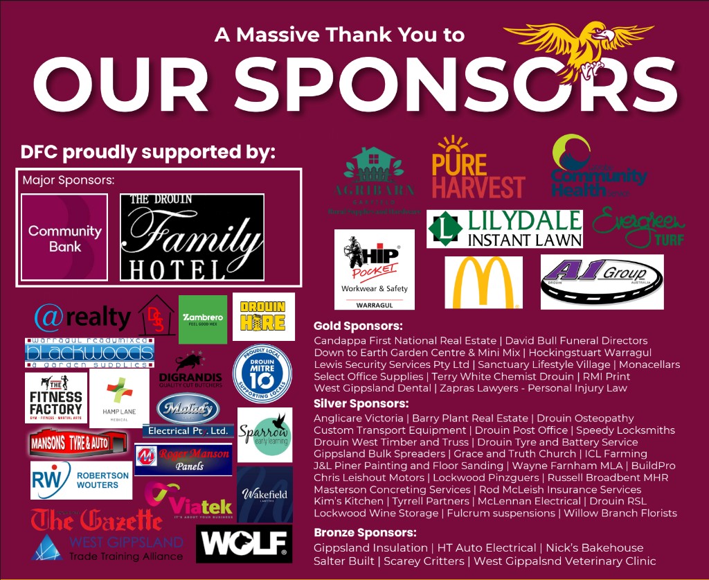 Drouin Football Club — thank you to our sponsors